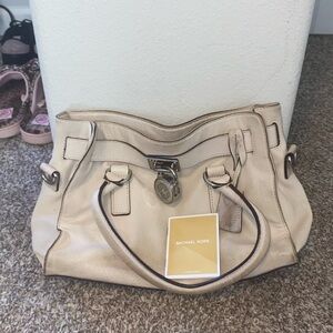 Michael Kors Cream Satchel with Gold Accents